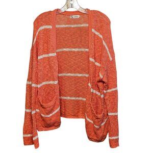 Carve Designs Cardigan, Pockets, Orange and White, Size M